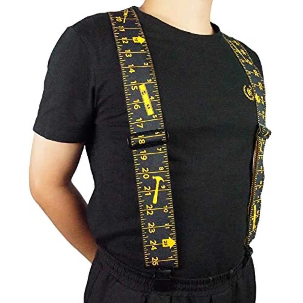 Men's Suspenders Fully Elastic 2 inch Wide X back Heavy Duty Work Measure Ruler - Picture 10 of 14